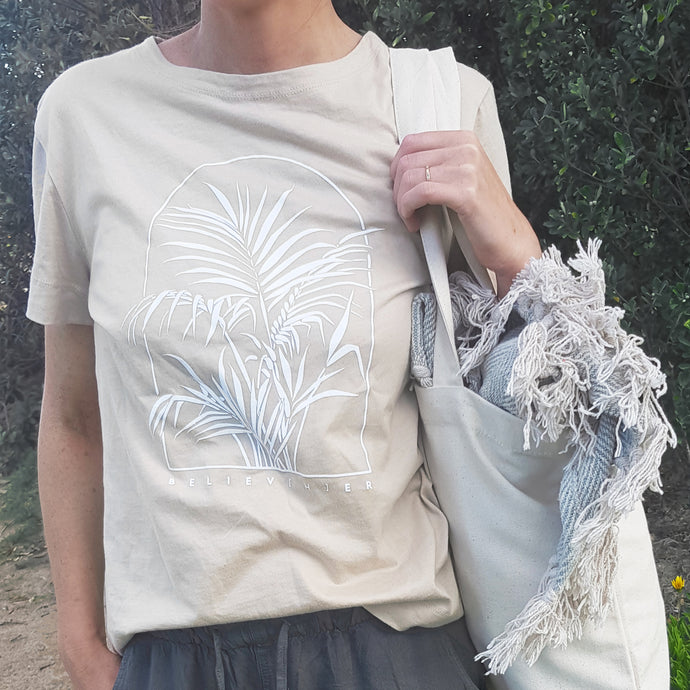 Believe Her Eco Tee in Sand