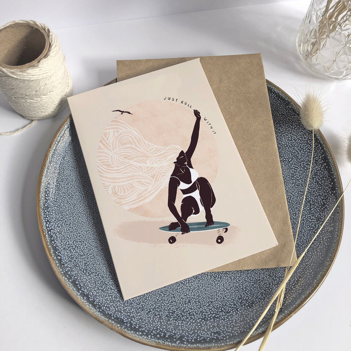 Recycled Greeting Card Just Roll With It